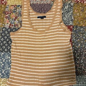 American Eagle Outfitters Tan and White Striped Lace Top
